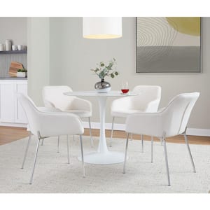 Daniella Cream Fabric and Chrome Steel Arm Chair (Set of 2)