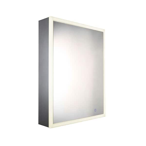 Whitehaus Collection Musichaus 21-1/2 in. W x 27-1/2 in. H x 5 in. D Surface-Mount Medicine Cabinet in Anodized Aluminum