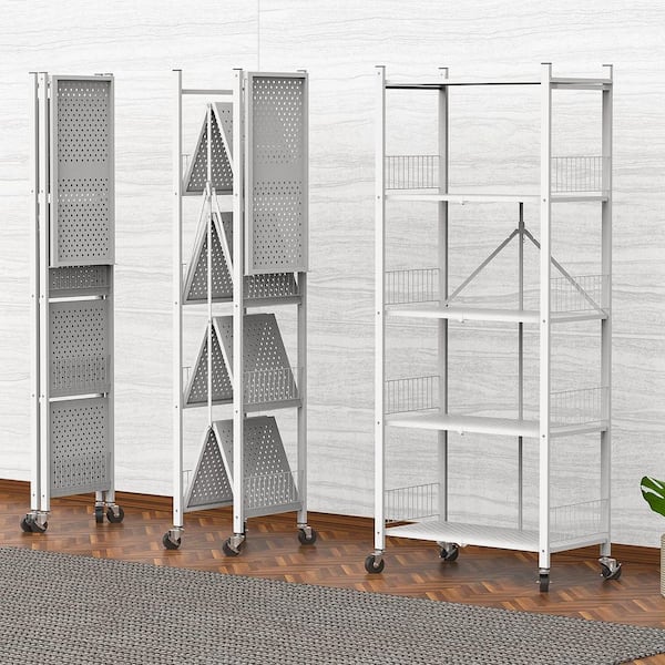 Carbon Steel Kitchen Shelf Floor-Standing Multi-Layer Foldable
