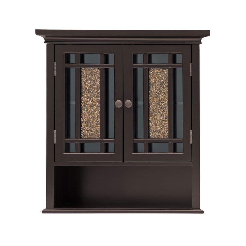 Windsor 22 in. W x 24 in. H x 7 in. D Bathroom Storage Bathroom Wall Cabinet with Mosaic Glass in Espresso price history on PriceWatchPro
