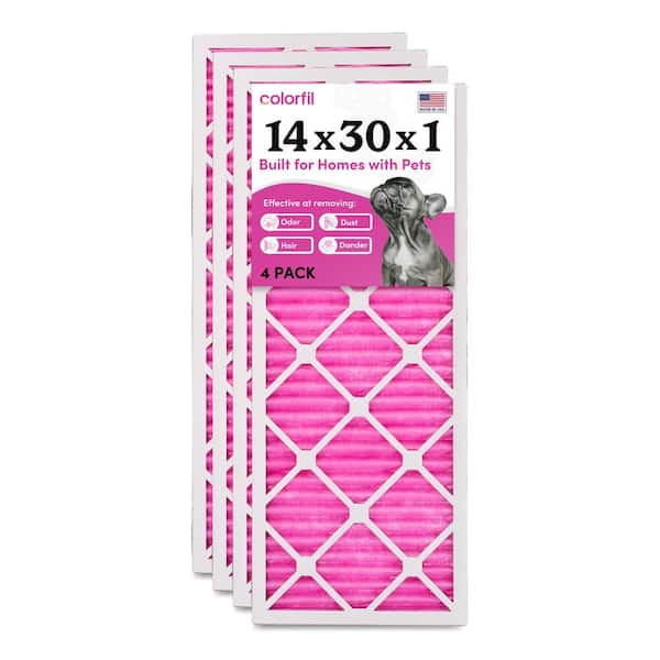 COLORFIL 14 in. x 30 in. x 1 in. Odor Removal and Color Changing Pleated Furnace Air Filter, MERV 8 (4-Pack)