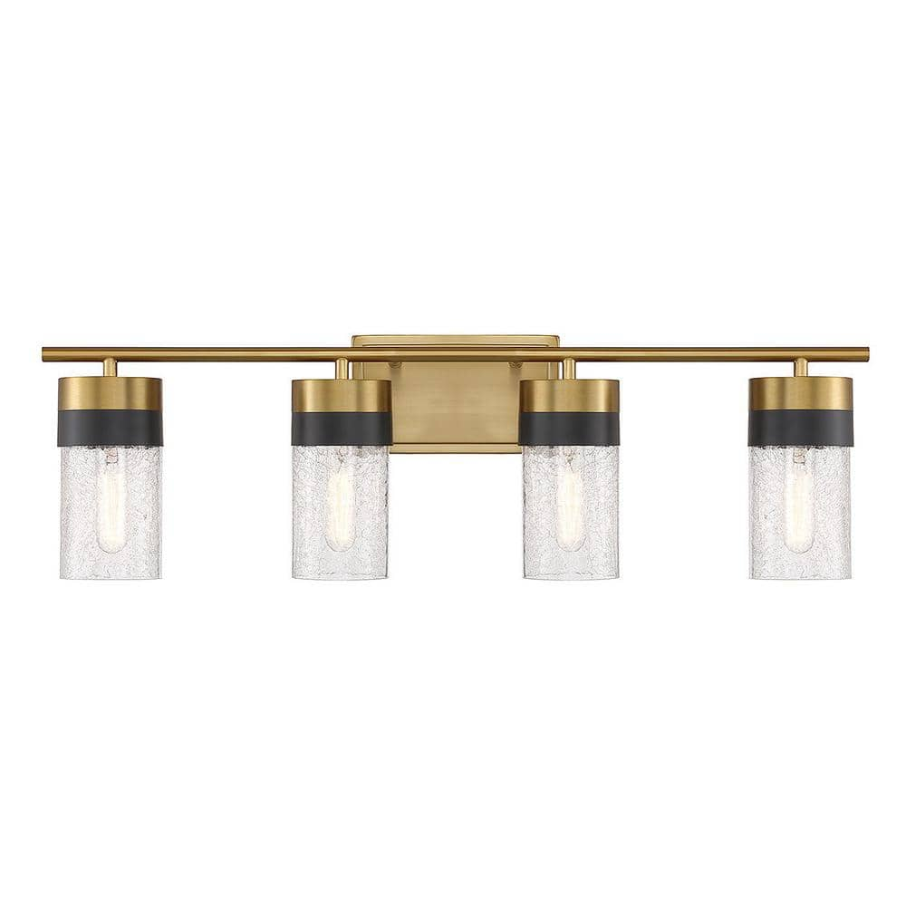 Savoy House Brickell 30 in. 4-Light Warm Brass/Black Vanity Light with ...