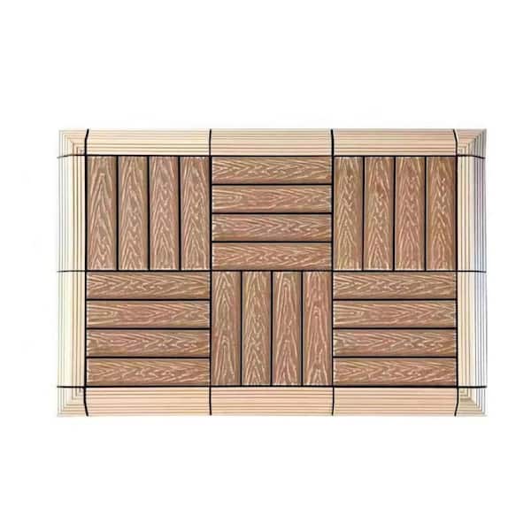 Unbranded MI Premier 1 ft. x 1 ft. Interlocking Composite Deck Tile in Oak (10 Tiles per Case)