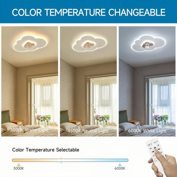 TOZING 19.6 in. Smart Indoor White Low Profile Modern Novel Flush