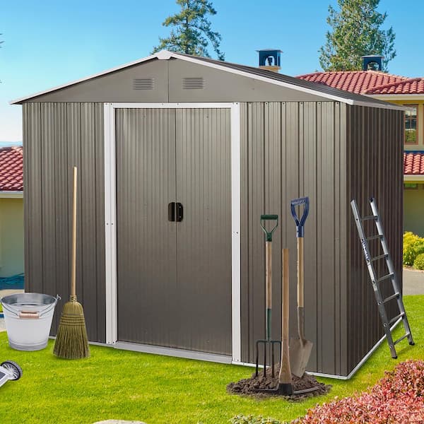 8 ft. x 6 ft. Metal Shed with Metal foundation and Double Door (48 sq. ft. )