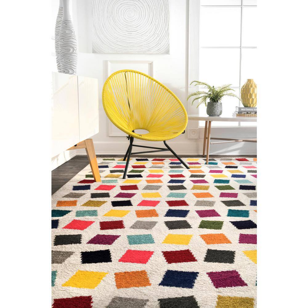 Multicolor Abstract Synthetic 8' x 10' Rectangular Area Rug