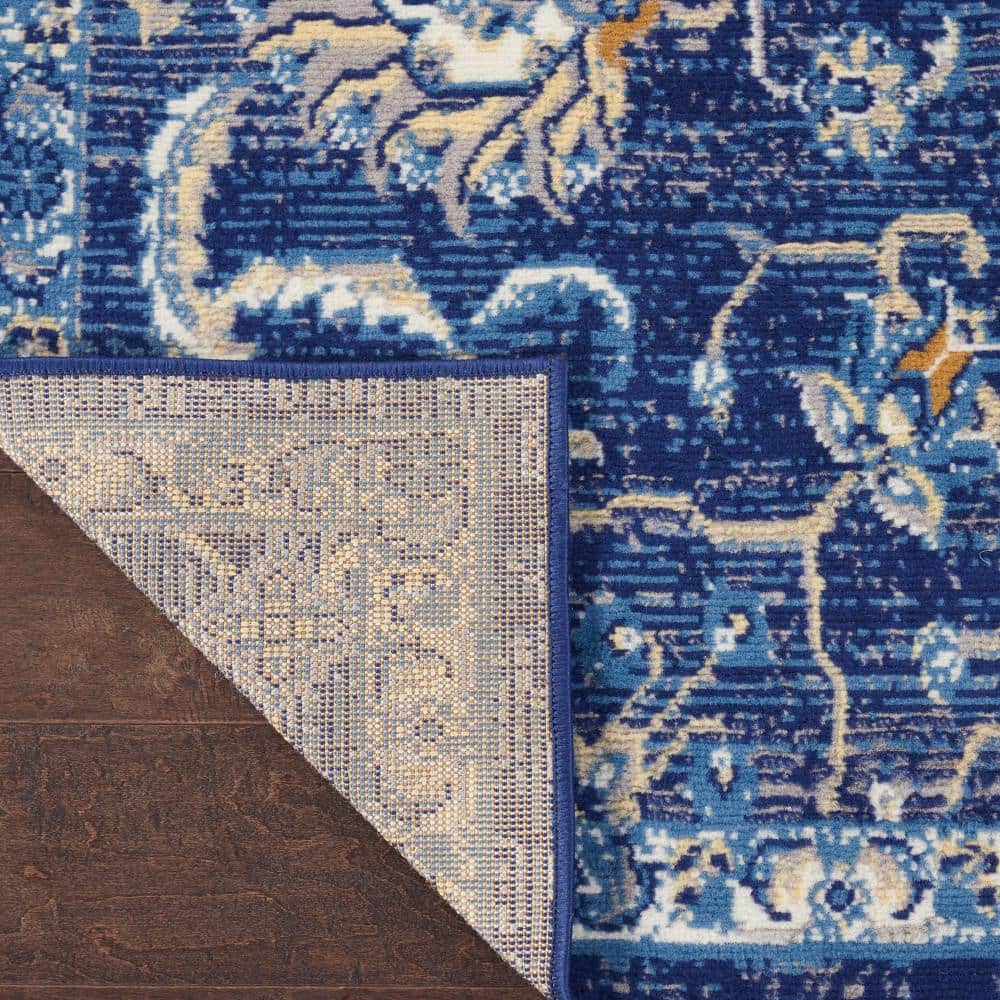 Navy Blue 5' x 7' Synthetic Traditional Area Rug