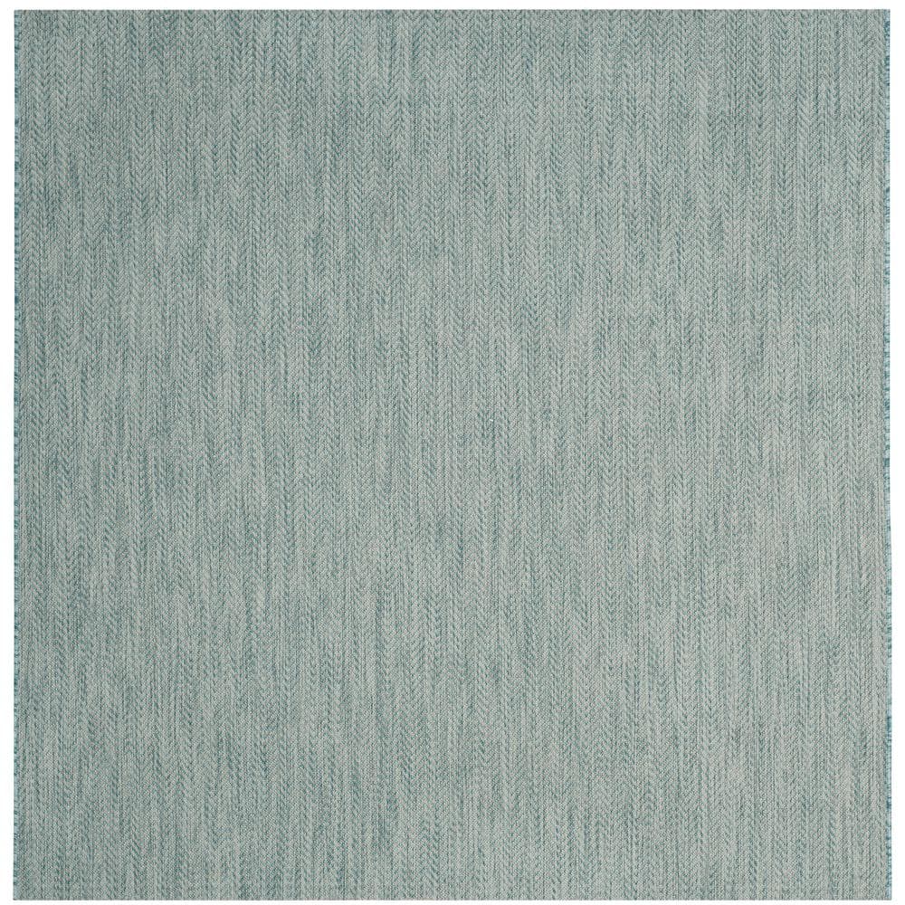Courtyard Aqua/Gray 9 ft. x 9 ft. Solid Color Chevron Indoor/Outdoor Square Area Rug price history on PriceWatchPro