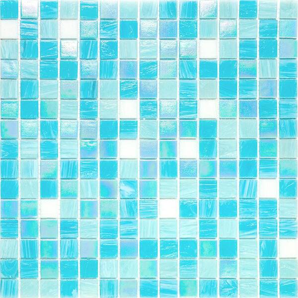 Apollo Tile Mingles 12 in. x 12 in. Glossy Sea Blue Glass Mosaic Wall and Floor Tile (20 sq. ft./case) (20-pack)