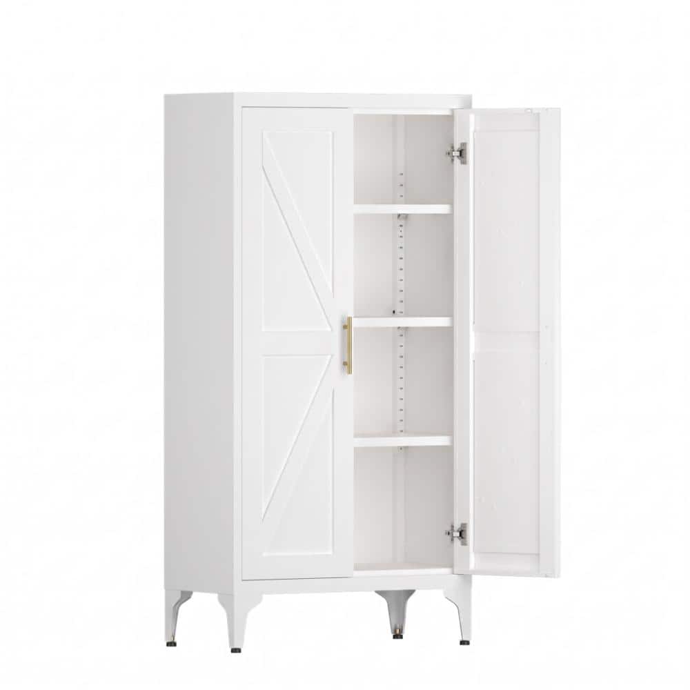 Tall White 2‑Doors Storage Cabinet, Adjustable Metal Garage Locker with Shelves for Garage Workspace and Office price history on PriceWatchPro