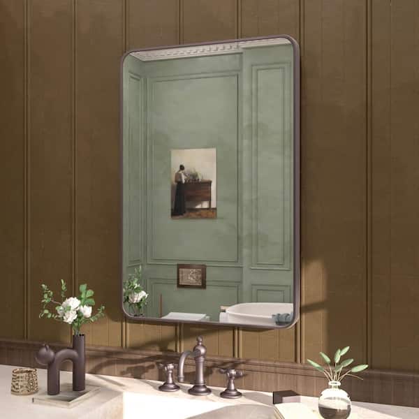 Cozy 24 in. W x 36 in. H Rectangular Framed Wall Bathroom Vanity Mirror in Oil Rubbed Bronze
