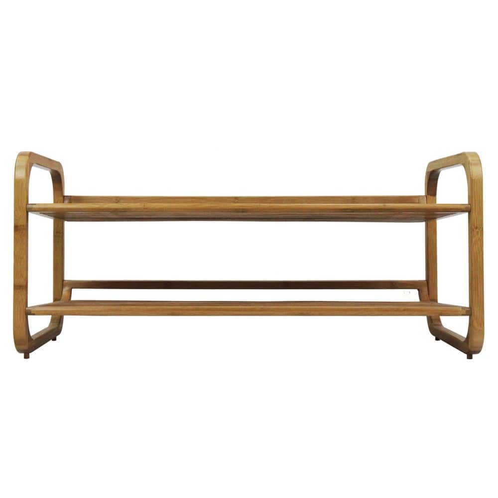 Natural Bamboo 2-Tier Stackable Shoe Rack
