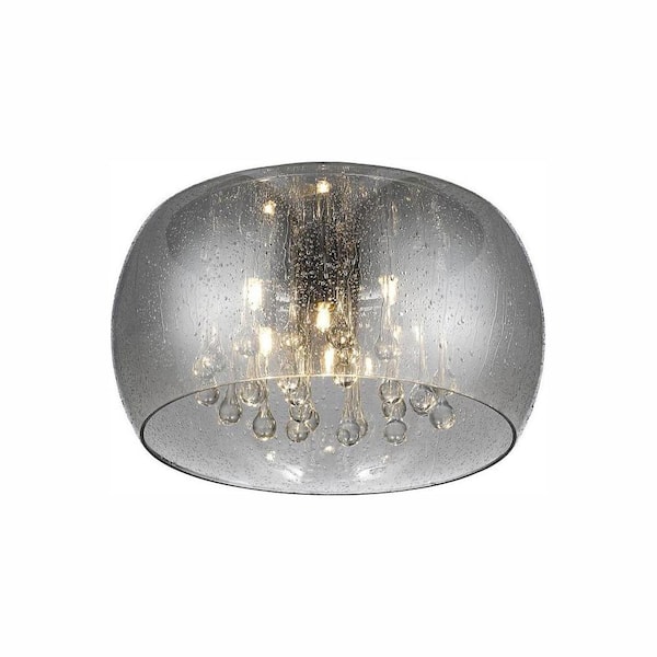 Home Decorators Collection 5-Light Chrome Glass Integrated LED Flush Mount with Clear Glass Beads