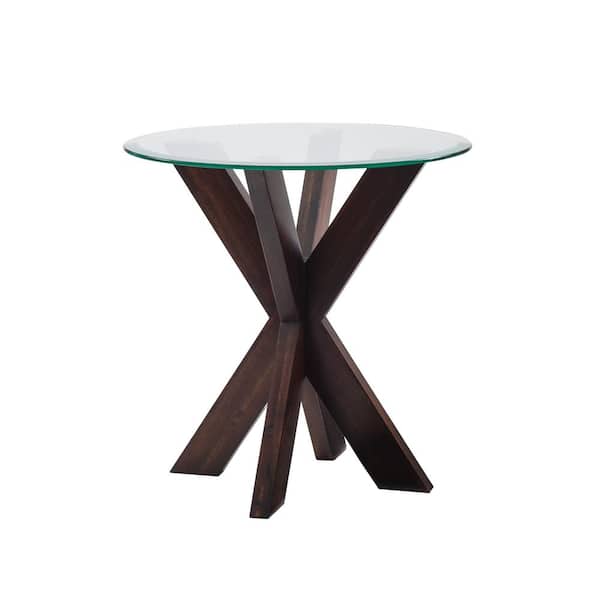 Linon Home Decor Norris 24 in. W Espresso Xbase Side Table with Glass