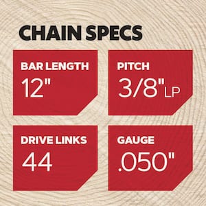 S44 AdvanceCut Saw Chain for 12 in. Bar - 44 Drive Links - Fits Echo, Stihl, McCulloch, Remington, Poulan and More