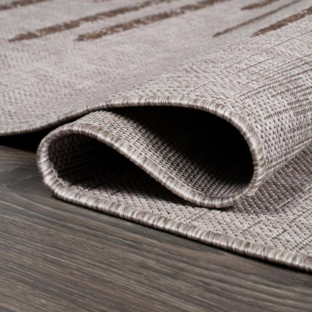 Santa Monica Modern Stripe Synthetic 2x10 Rug in Beige/Brown
