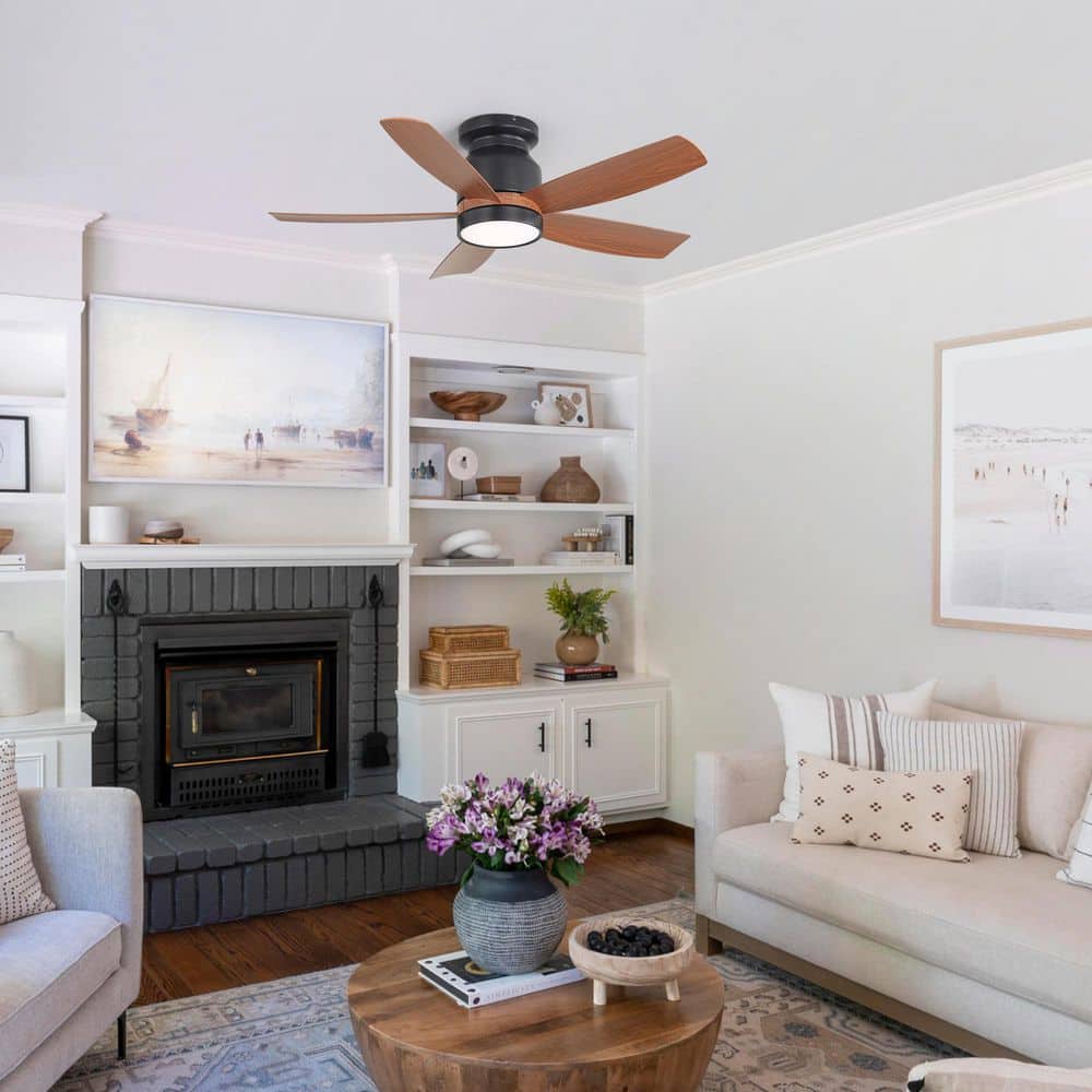 42 in. Indoor Black Flush Mount Standard Ceiling Fan with ABS Blades, Dimmable, Reversible DC Motor and Remote Control price history on PriceWatchPro