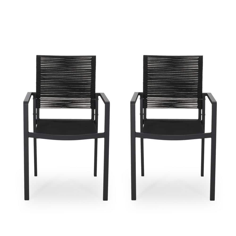 Modern Design Aluminum Frame Outdoor Dining Chair with Handcrafted Rope Wea
