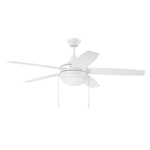 Phaze Energy Star Five 52 in. Indoor White Dual Mount 3-Speed Reversible DC Motor Finish Ceiling Fan with Light Kit