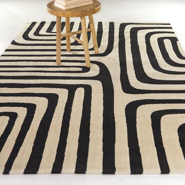 Calzoum Cream 5 ft. x 7 ft. Abstract Area Rug