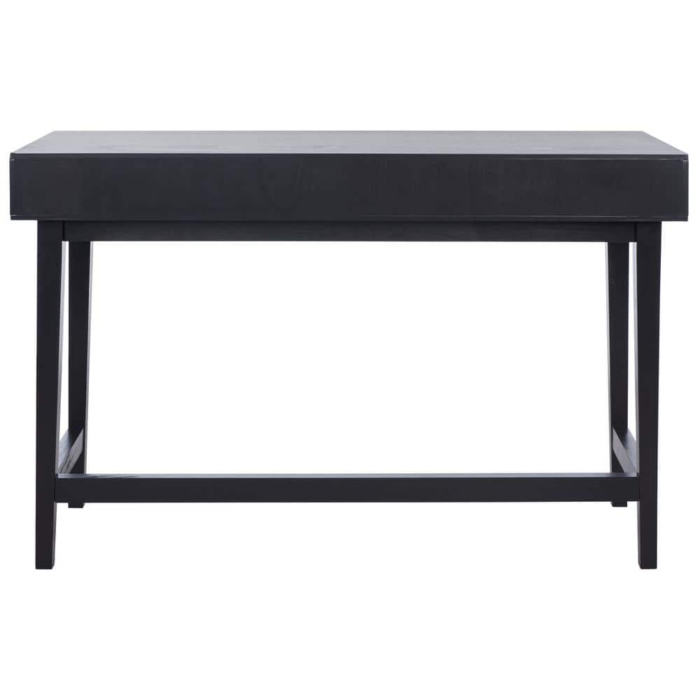Black Mid-Century Modern Wood Desk with 3 Drawers
