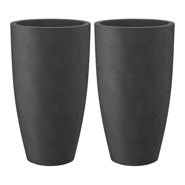 Kante 23.6 in. H Weathered Concrete Tall Planters (Set of 2), Outdoor Indoor, Weather Resistant, with Drainage Hole