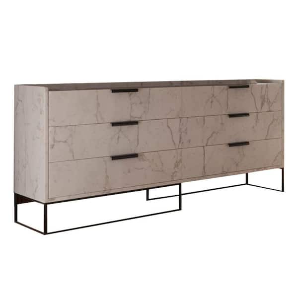 Benjara 61 in. White and Black Dresser Without Mirror BM301279 The