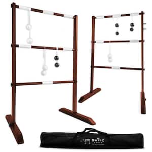 Wooden Ladder Ball Game Set (Weather Resistant) 10 Games Included and Carrying Case Easy to Assemble Ladder Toss