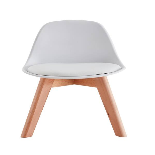 Tidoin 1-Box White Plastic Seat Kids Chair with Wood Leg (Set of 2)