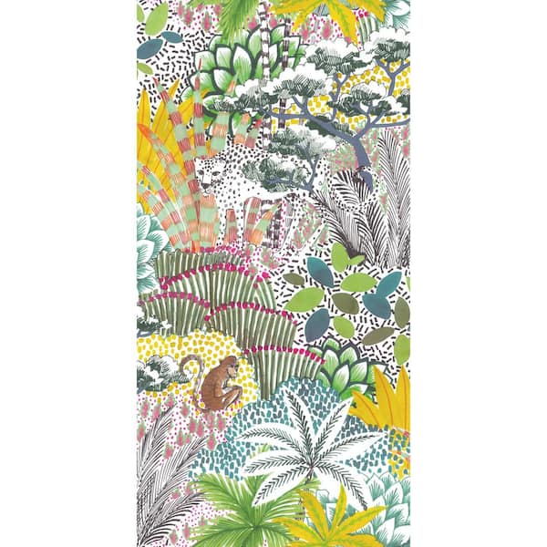 RoomMates 28.29 sq. ft. Tamara Day Jungle Vibe Yellow Peel and Stick Wallpaper