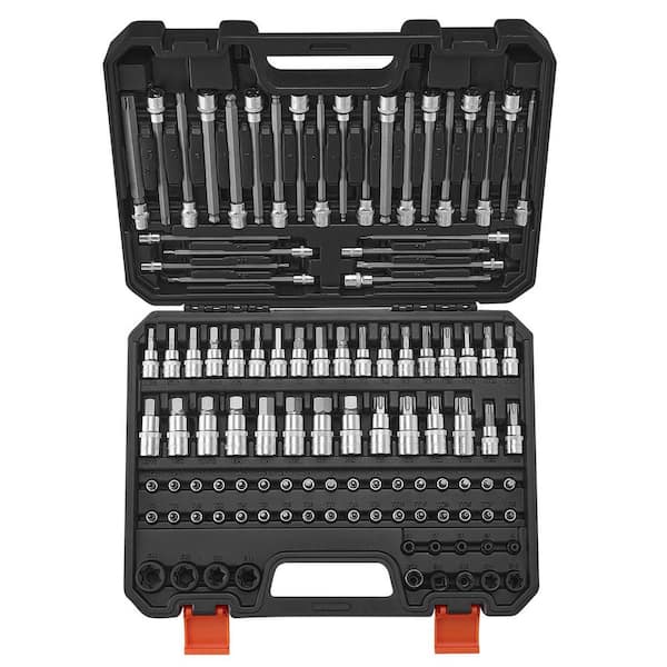 Bit Socket Set, 107-Piece SAE and Metric, Hex/Torx/External Torx/Tamper-Proof/Extra Long, S2 Alloy Steel and Cr-V Steel