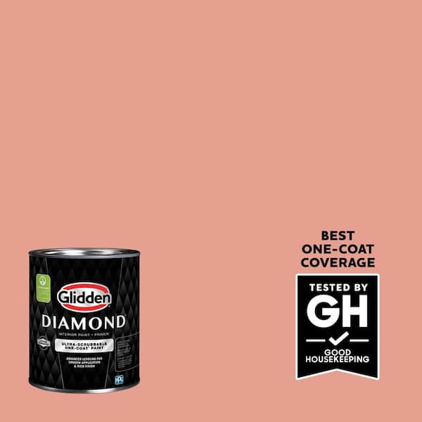 Glidden Diamond 1 qt. PPG1191-4 Coral Blush Satin Interior Paint with Primer