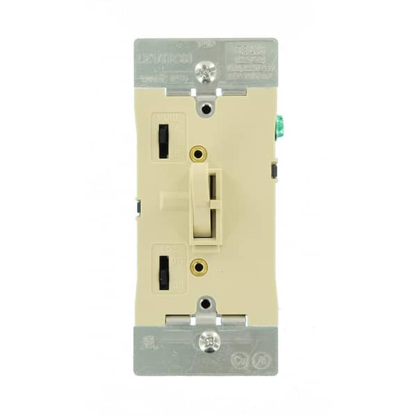 Leviton 300-Watt Dimmable LED/CFL 600-Watt Incandescent and Halogen Toggle Slide Universal Dimmer, Ivory