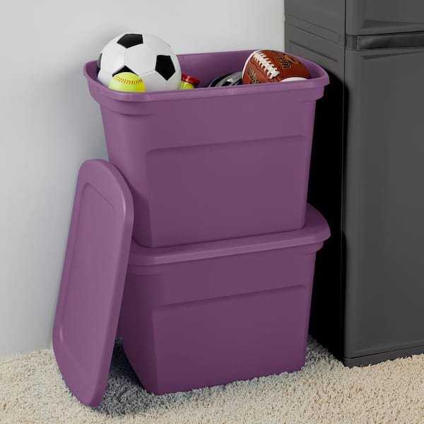 Sterilite Lidded Stackable 18 Gal. Storage Tote Container, Purple, 8-Pack 8  x 17318V08 - The Home Depot