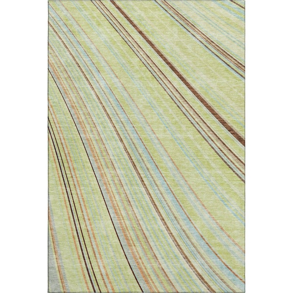 Mayfield Premium Machine Washable Abstract AMF981 Aloe 8 ft. x 10 ft. Area Rug