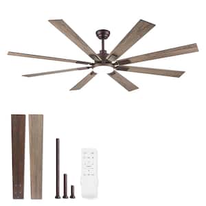 72 in. Indoor Bronze Modern Large Ceiling Fan with Lights and Remote Control 8 Blades