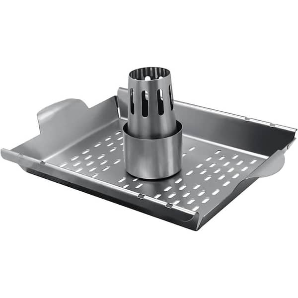 Stainless Steel Vertical Beer Can Chicken Roaster Stand with Handle Grill Basket for Oven Smoker BBQ Accessories