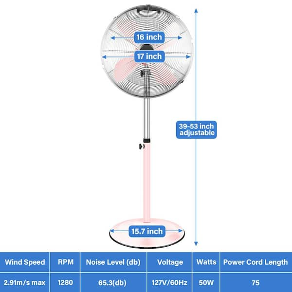 Aoibox 16 in. High Velocity Stand Fan, Adjustable Heights, 75