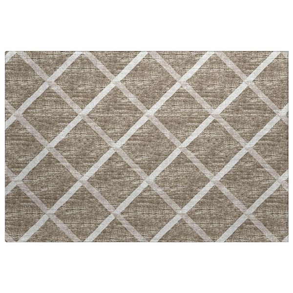 Dream Shag Premium Machine Washable Abstract ADS140 Taupe 2 ft. x 3 ft. Accent Rug