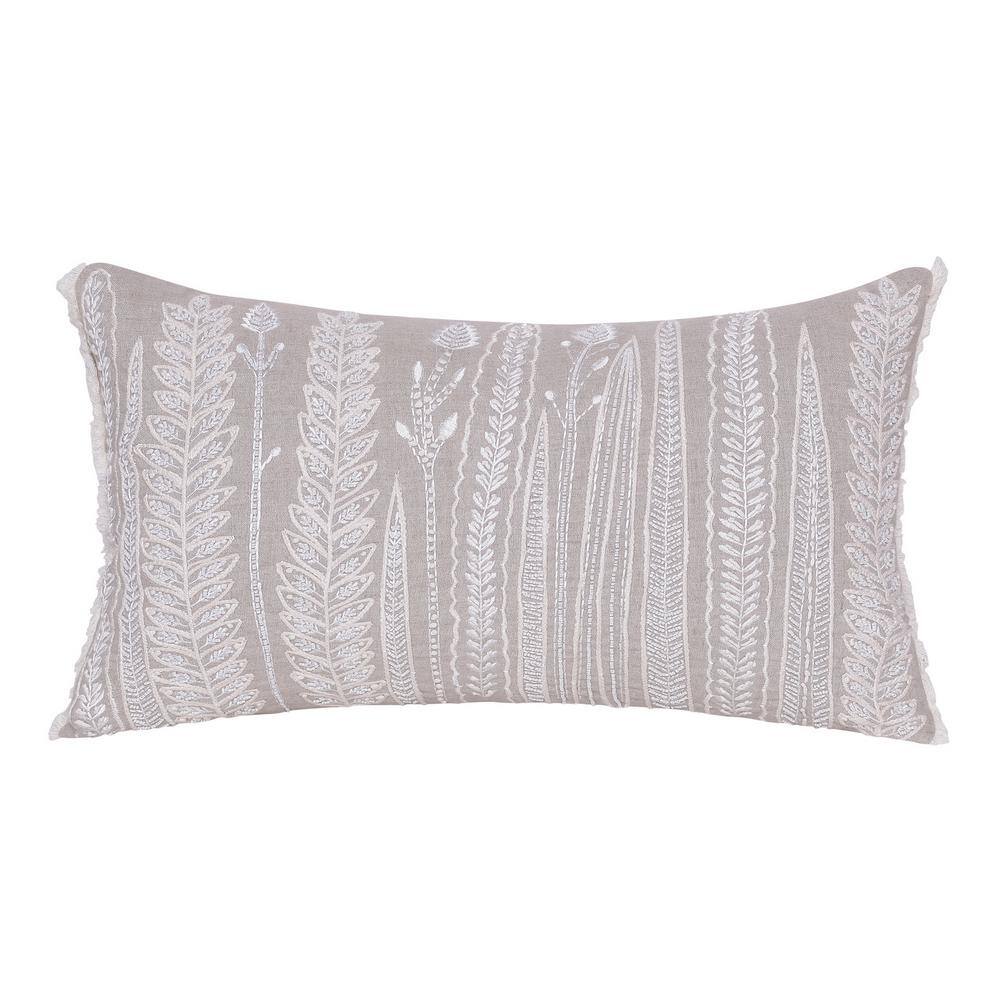 Odyssey Hand-Woven Natural/Cream Floral Linen 16 in. x 24 in. Indoor Throw 