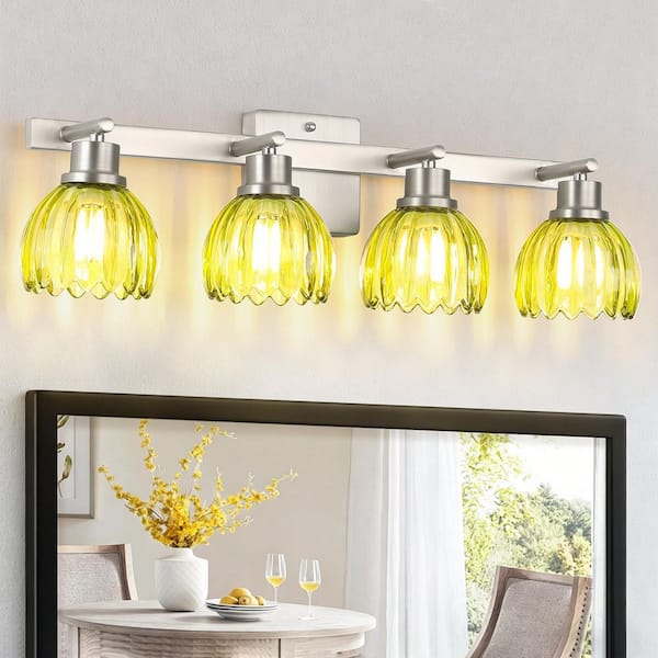 RUGIAR 26.38 in. 4-Light Brushed Nickel Vintage Bathroom Vanity