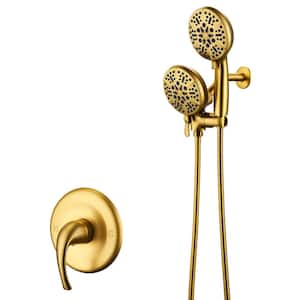 Single-Handle 48-Spray Shower Faucet and Handheld Combo with 5 in. Shower Head in Brushed Gold (Valve Included)