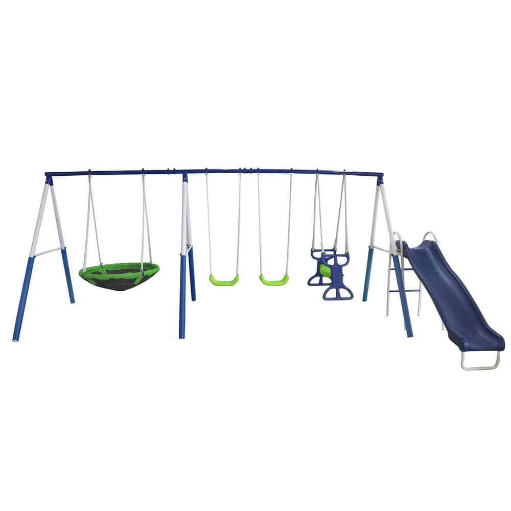 XDP Recreation All Star Playground Outdoor Swing Set, Rider, Super Disc and  Slide XDP-76208 - The Home Depot