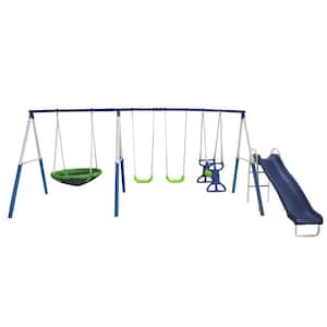 All Star Playground Outdoor Swing Set, Rider, Super Disc and Slide