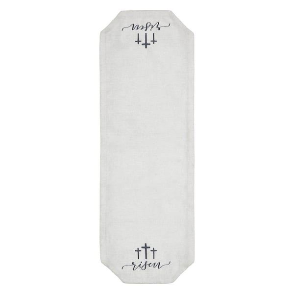 Risen 8 in. W x 24 in. L White Seasonal Crosses Polyester Table Runner