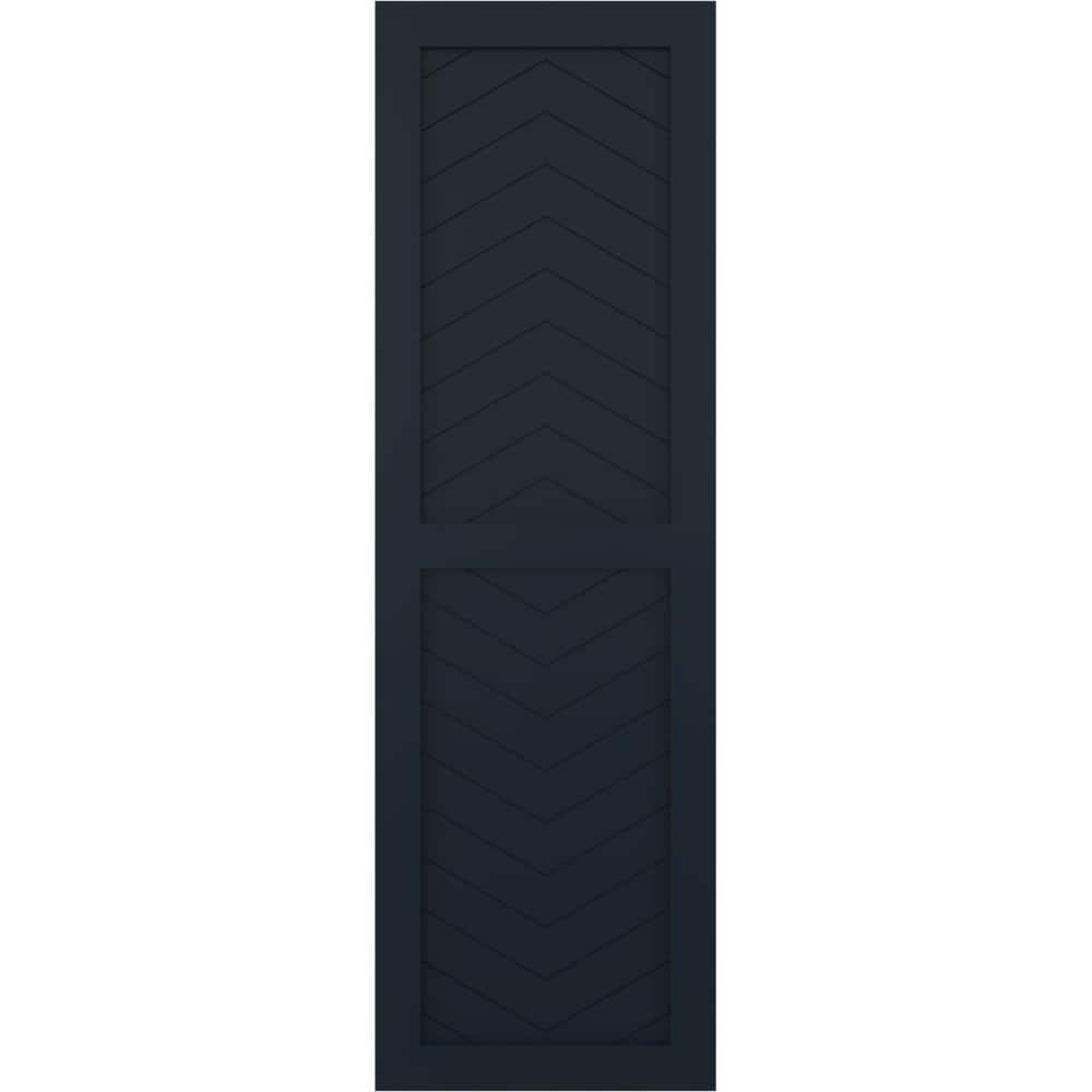 15 in. x 34 in. Flat Panel True Fit PVC Two Panel Chevron Modern Style Fixed Mount Shutters Pair in Starless Night Blue price history on PriceWatchPro