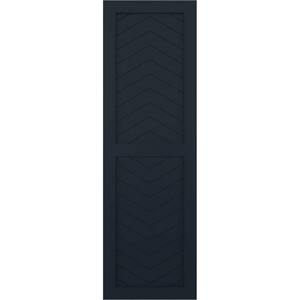18 in. x 26 in. PVC True Fit Two Panel Chevron Modern Style Fixed Mount Flat Panel Shutters Pair in Starless Night Blue