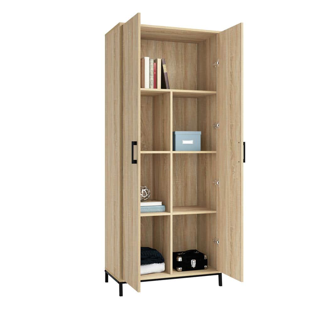 Tall Charter Oak Storage Cabinet with Adjustable Shelves