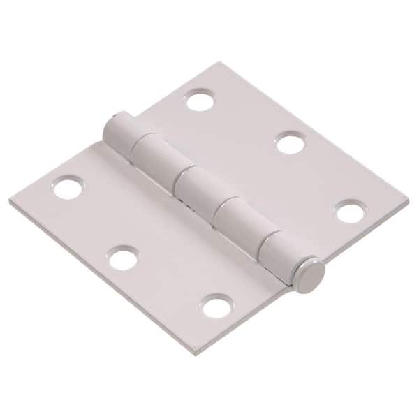 Hardware Essentials 3-1/2 in. White Residential Door Hinge with Square Corner Removable Pin Full Mortise (9-Pack)