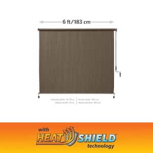 Chocolate Cordless 95% UV Block Fade Resistant Fabric with HeatShield Exterior Roller Shade 72 in. W x 84 in. L